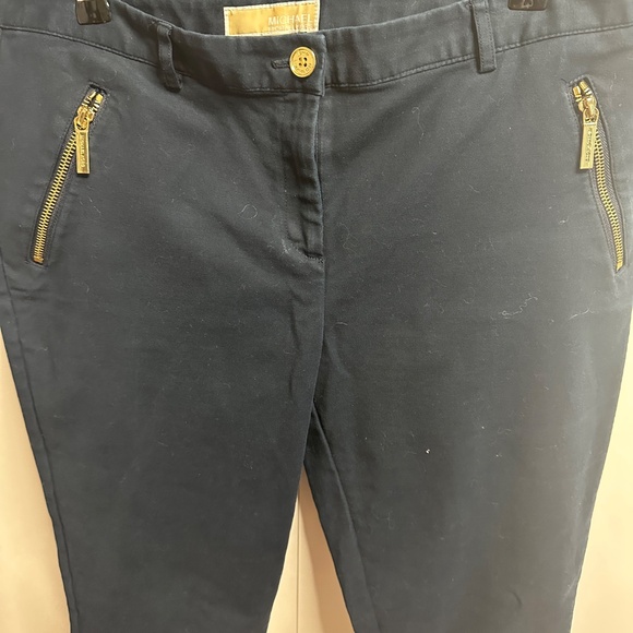 Michael Michael Kors Navy Ankle Pants with Gold Zipper Detail – Size 10 - Picture 3 of 7